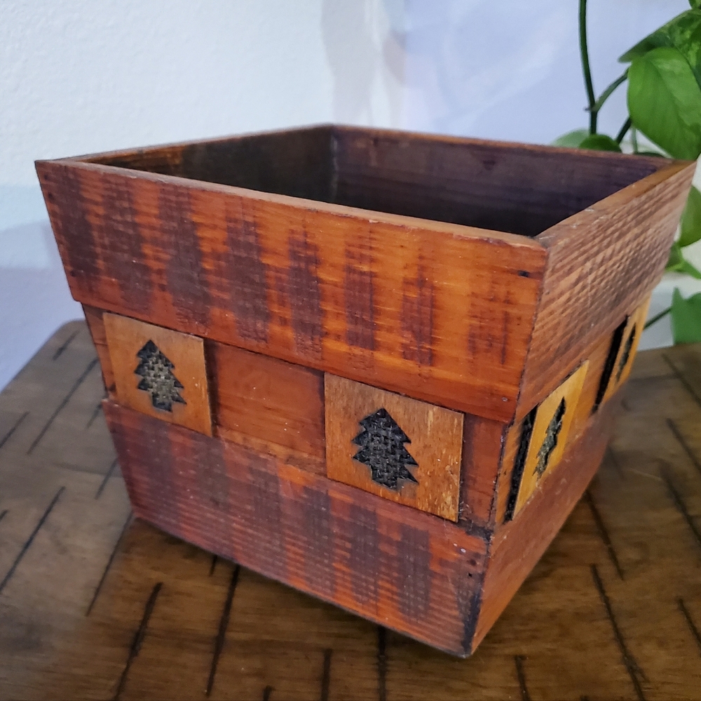 Folk Art Wooden Planter